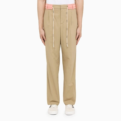 Palm Angels Regular Beige/pink Trousers Men In Cream