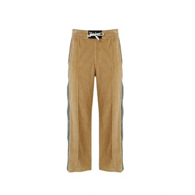 Palm Angels Ribbed Cotton And Wool Pants In Beige