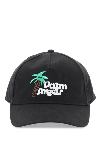 Palm Angels Logo Embroidered Baseball Cap In Black