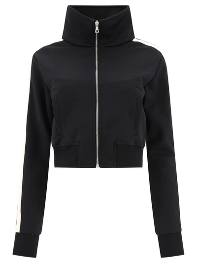 Palm Angels Cropped Black Jacket With High Stand Collar