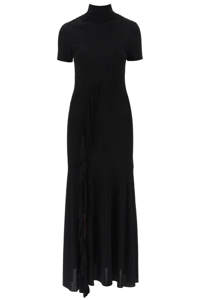 Paloma Wool Asymmetric Mock-neck Maxi Dress In Black