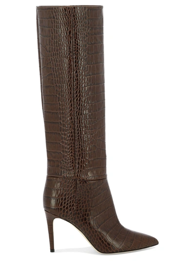 Paris Texas Embossed Leather Boots In Brown