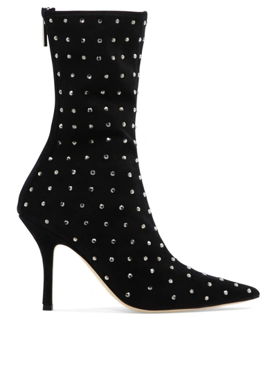 Paris Texas 100mm Crystal-embellished Pointed Boots In Black