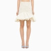 Patou Peplum-hem High-waisted Skirt In White