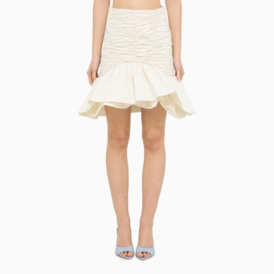 Patou Peplum-hem High-waisted Skirt In White
