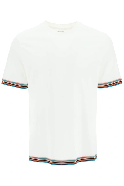Paul Smith Art Stripe Cotton T-shirt In White