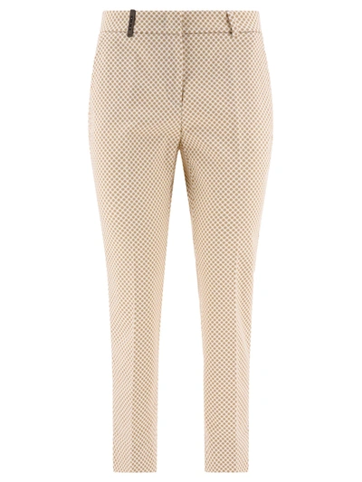Peserico Cropped Cigarette Trousers In Beige