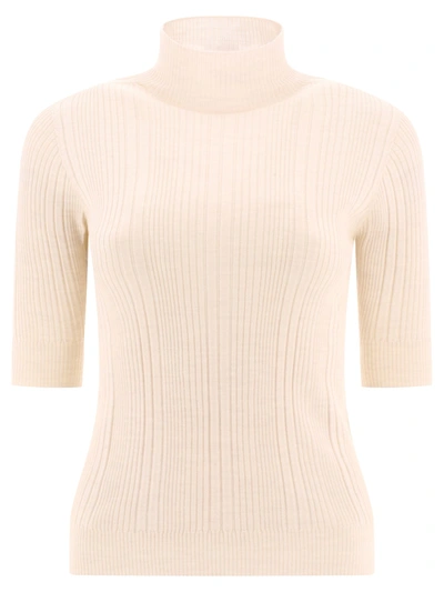 Peserico Ribbed Turtleneck Jumper In White