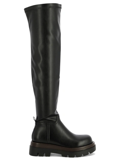 Pinko Leather Knee-high Boots In Black