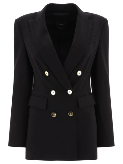 Pinko Glorioso Giacca Double Breasted Blazer In Black