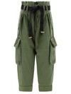 Pinko Paperbag-waist Cargo Trousers In Green