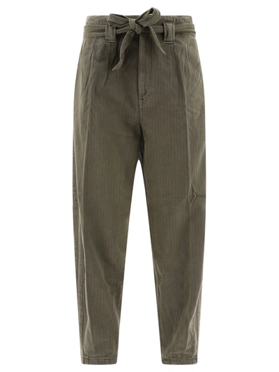 Polo Ralph Lauren Belted Cotton Tapered Trousers In Grey