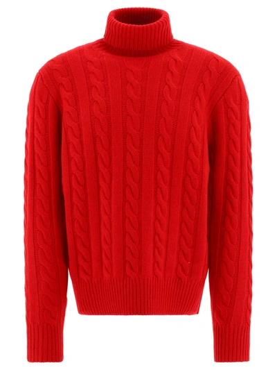 Polo Ralph Lauren Cable-knit Turtleneck Sweater In Red