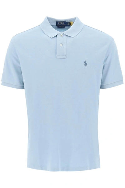Polo Ralph Lauren Pique Cotton Polo Shirt In Light Blue