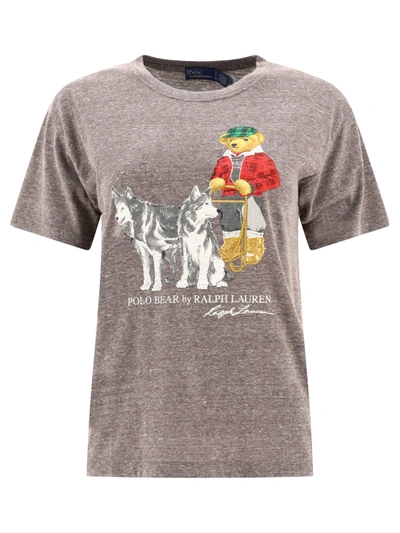 Polo Ralph Lauren Polo Bear-print Mélange T-shirt In Grey