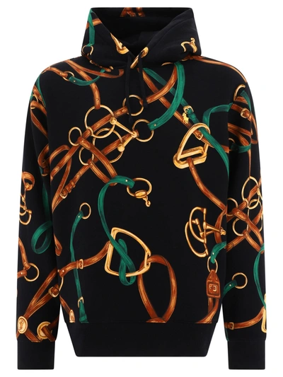 Polo Ralph Lauren Printed Hoodie In Black