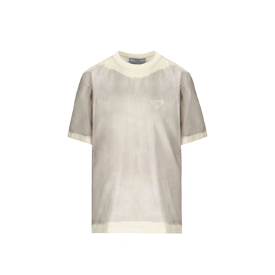 Prada Cotton Crew-neck T-shirt In Gray