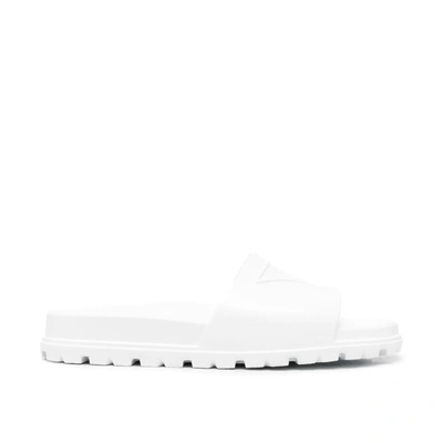 Prada Logo Rubber Flats In White