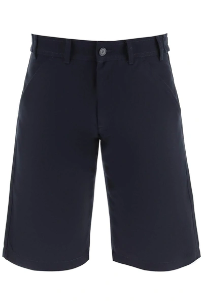 Raf Simons Pleat-detail Cotton Bermuda Shorts In Blue