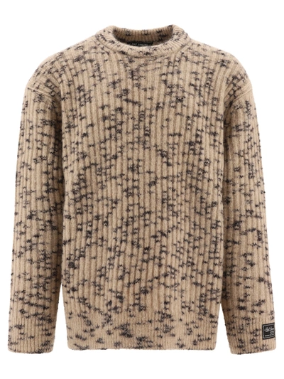 Raf Simons Ribbed Jacquard Sweater In Beige