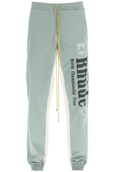 Rhude Bicolor 'senna Flight' Pants In Green
