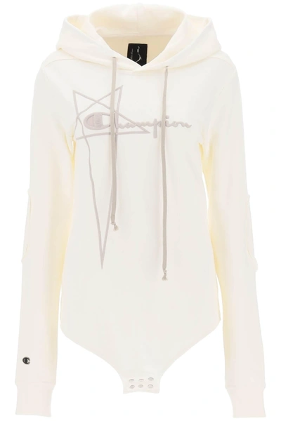 Rick Owens Hooded Bodysuit Underwear And Body In White