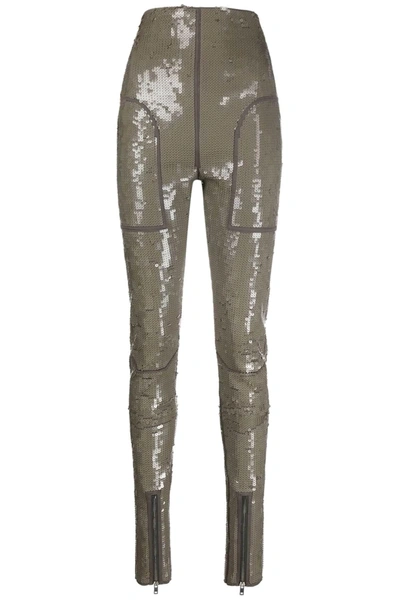 Rick Owens Dirt High-waist Sequinned Denim Leggings In Grey