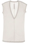 Rick Owens Dylan Maxi T-shirt With V Neck In Gray