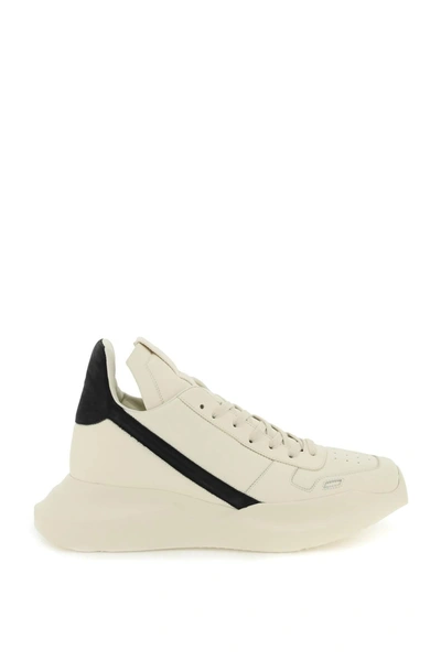 Rick Owens Geo Geth Leather High-top Sneakers In Panna