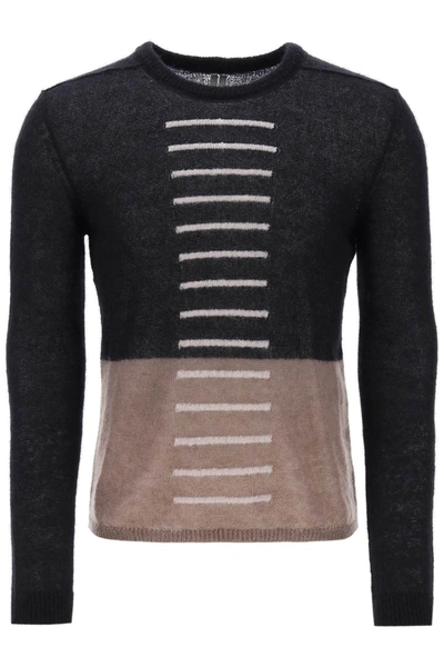 Rick Owens Colour-block Crew-neck Sweater In Mohair In Mixed Colours