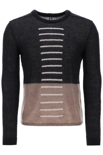 Rick Owens Colour-block Crew-neck Sweater In Mohair In Multi-colored