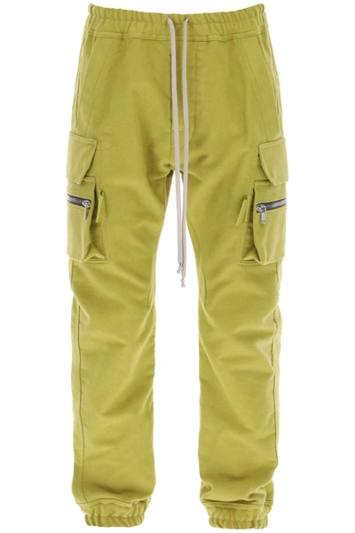 Rick Owens Mastodon Skinny-fit Cotton-jersey Drawstring Cargo Trousers In Green