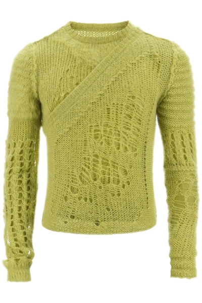 Rick Owens Spider Banana Layered Sweater In Green