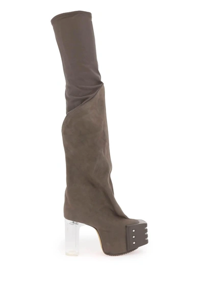 Rick Owens Oblique High Boots With Platform In Mixed Colours