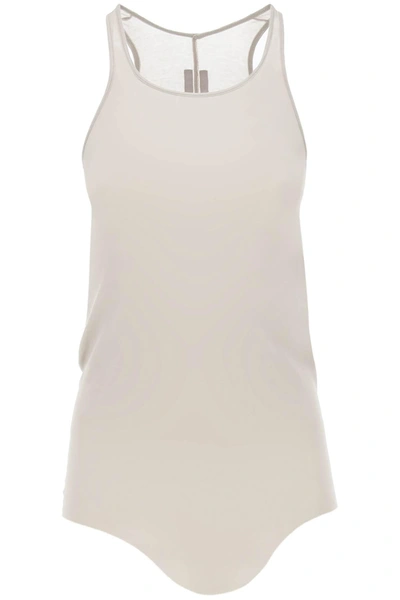 Rick Owens Ribbed Tank Top With Olympic Neckline In Beige