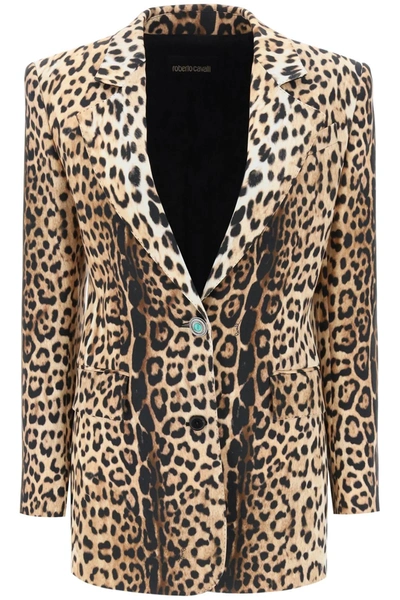 Roberto Cavalli Jaguar Printed Single Breasted Blazer In Multi-colored