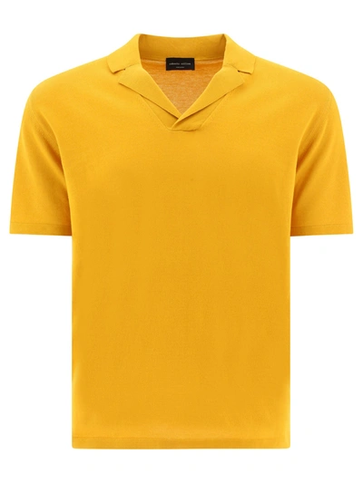 Roberto Collina "open" Polo Shirt In Yellow