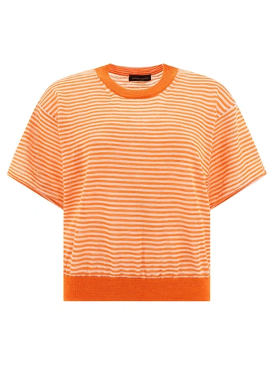 Roberto Collina Striped Jumper In Orange