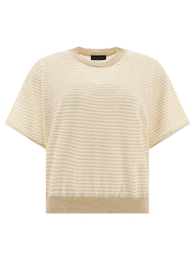 Roberto Collina Striped Sweater In Beige