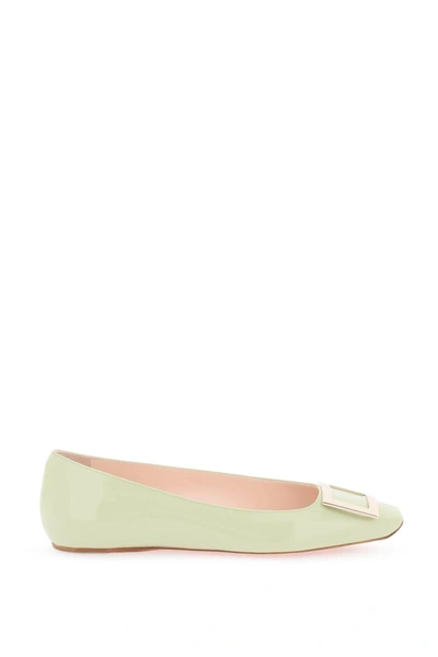 Roger Vivier Patent Leather 'trompette' Ballerina Flats In Green