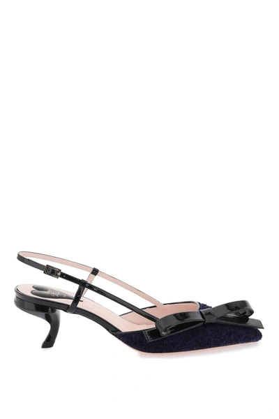 Roger Vivier Virgule Bow Slingback Pumps In Blue