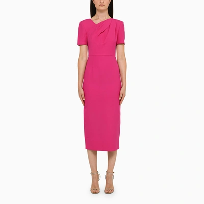Roland Mouret Asymmetrical Fuchsia Sheath Dress In Pink