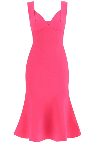 Roland Mouret Fluted Hem Midi Dress In Fuchsia