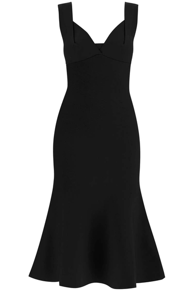 Roland Mouret Fluted Hem Midi Dress In Black