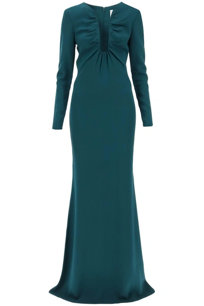 Roland Mouret Maxi Dress With Plunging Neckline In Green