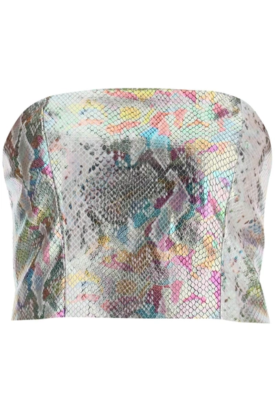 Rotate Birger Christensen Snake-print Bandeau Top In Multi-colored