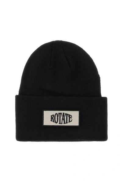 Rotate Birger Christensen Beanie Hat With Logo Patch In Black