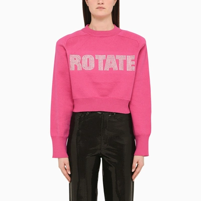 Rotate Birger Christensen Logo Cotton And Cashmere Sweater In Pink