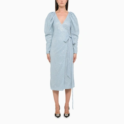 Rotate Birger Christensen Polka-dot Wrap Dress In Blue