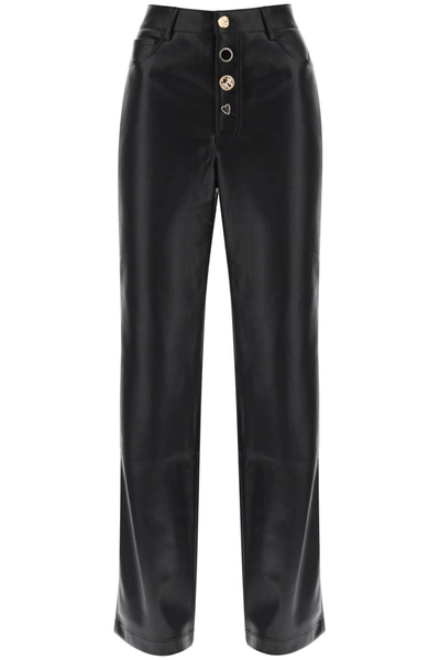 ROTATE BIRGER CHRISTENSEN ROTATE EMBELLISHED BUTTON FAUX LEATHER PANTS